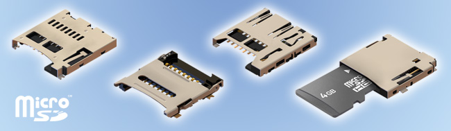 Micro SD Card Connectors with push push and hinged options