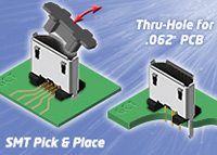 Vertical µUSB2 Connectors – SMT & Thru Hole Types