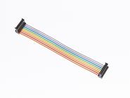 HE13 IDC socket assembly on multi coloured ribbon cable